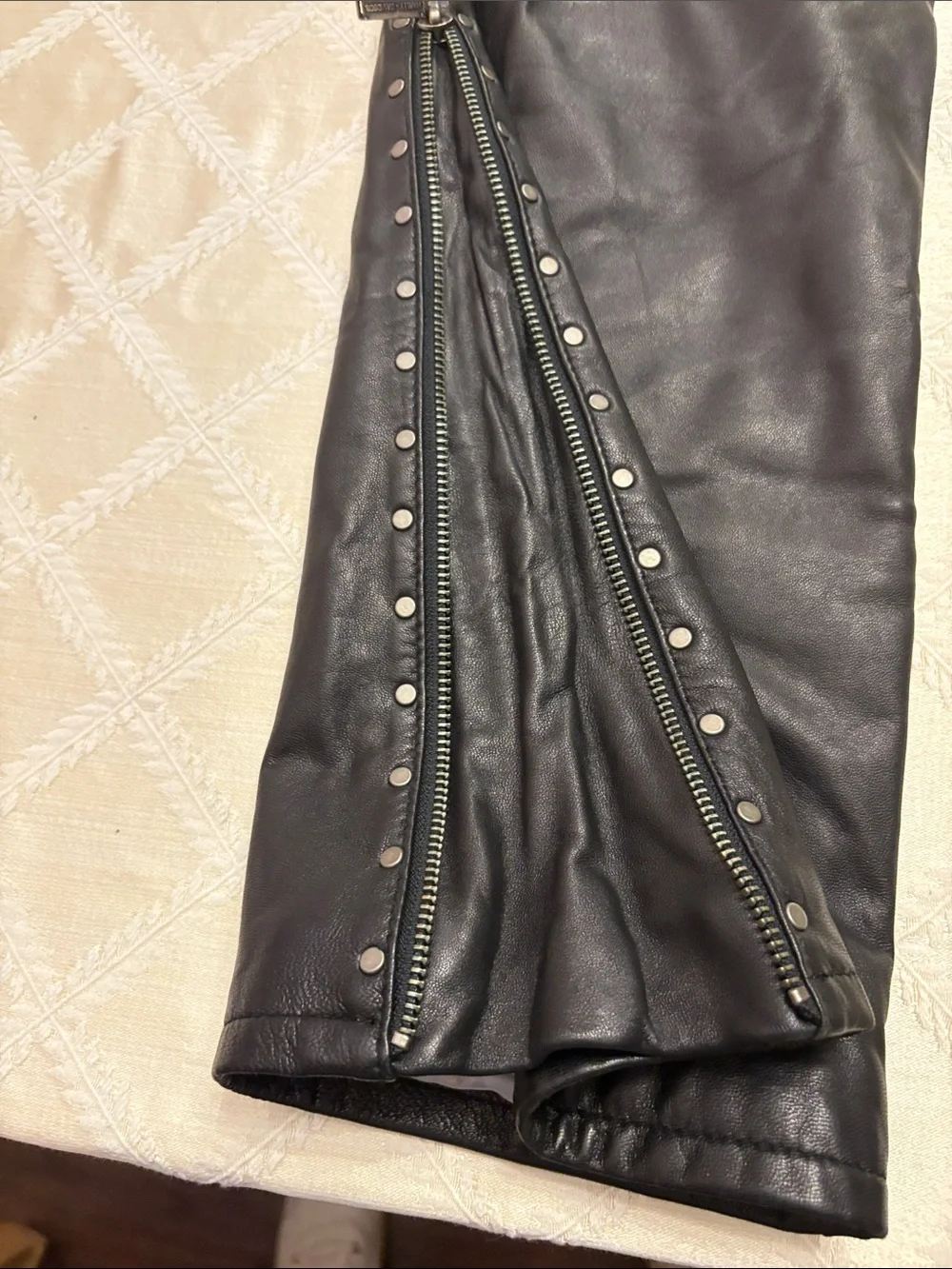 Ladies Vintage Harley Davidson heavy leather riding pants